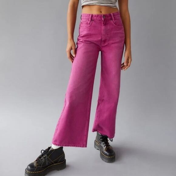 BDG Urban Outfitters High & Wide Hot Pink Jeans Sz 25 - Picture 1 of 8